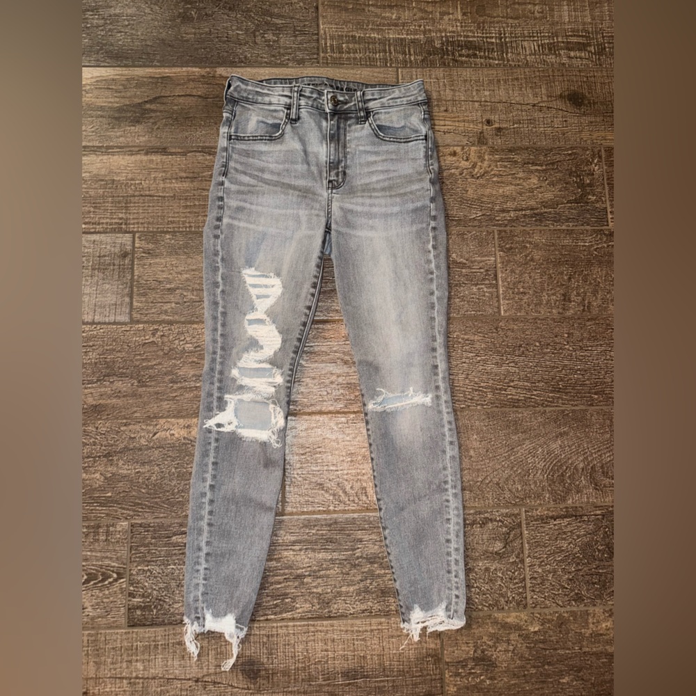 American Eagle Outfitters Gray Skinny Jeans Distressed